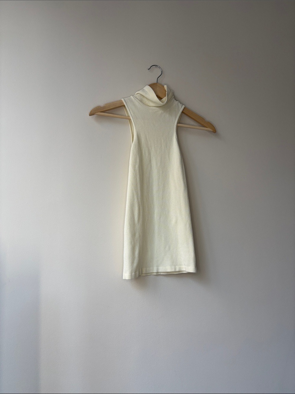 Free People Cream Sleeveless Turtleneck